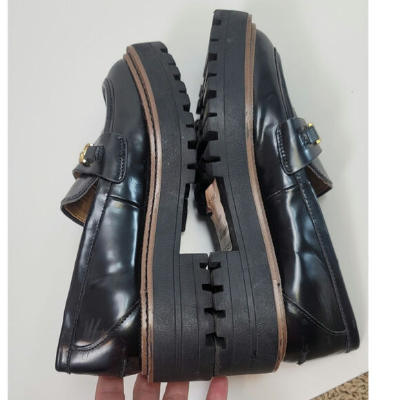 SAM EDELMAN LAURS PLATFORM LOAFERS IN BLACK PATENT LEATHER, SZ 6 - Picture 11 of 16